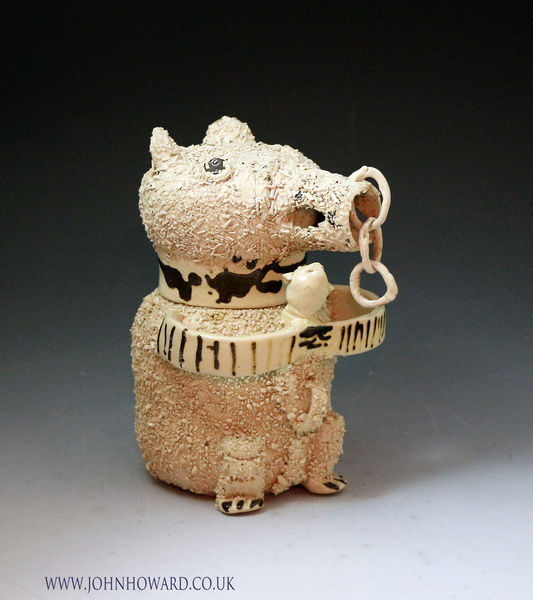 Antique saltglaze stoneware pottery bear jug English  mid 18th century