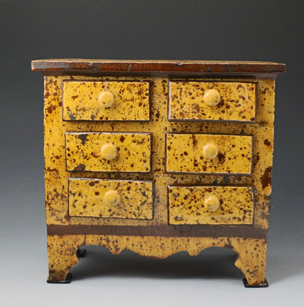 An rare slipware earthenware chest of drawers probably Welsh circa 1840