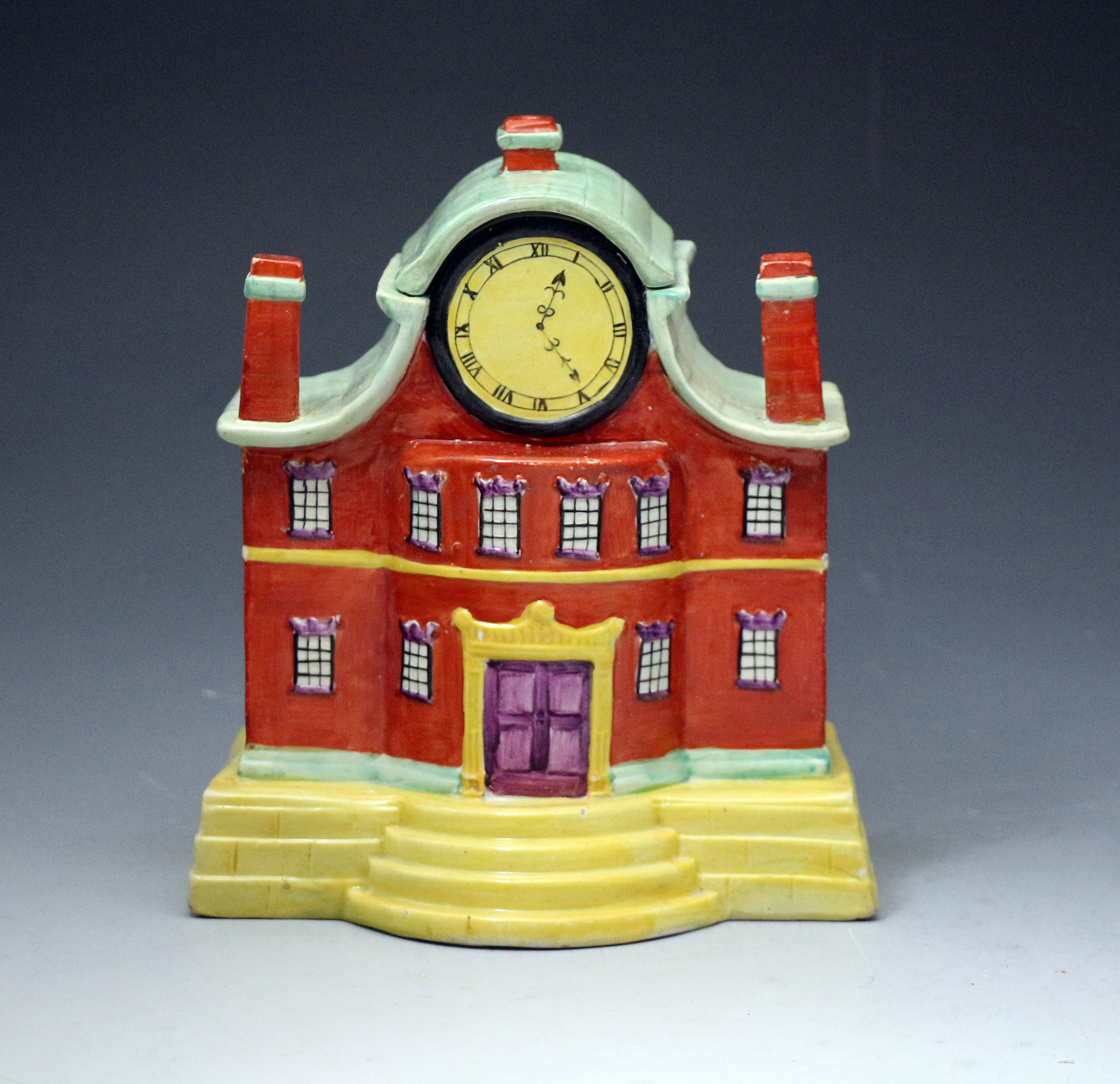 Eary Staffordshire pottery pastille burner in the form of a mansion circa 1820