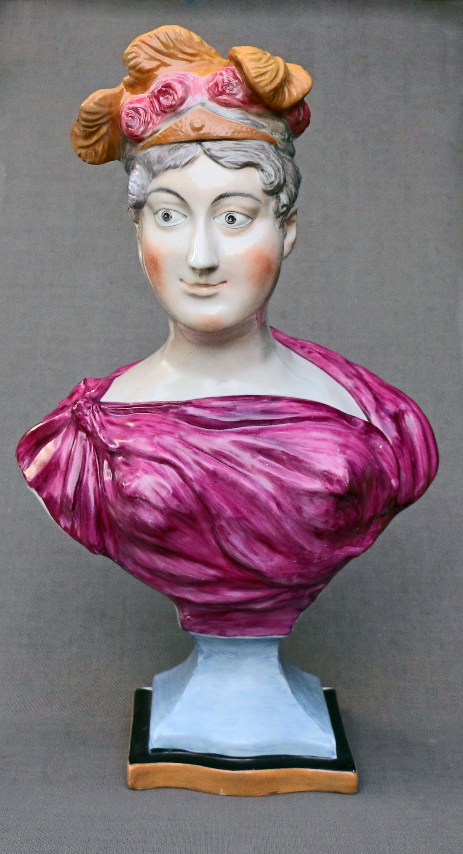 Staffordshire pottery large scale bust of Princess Charlotte 20 inches high early 19th century